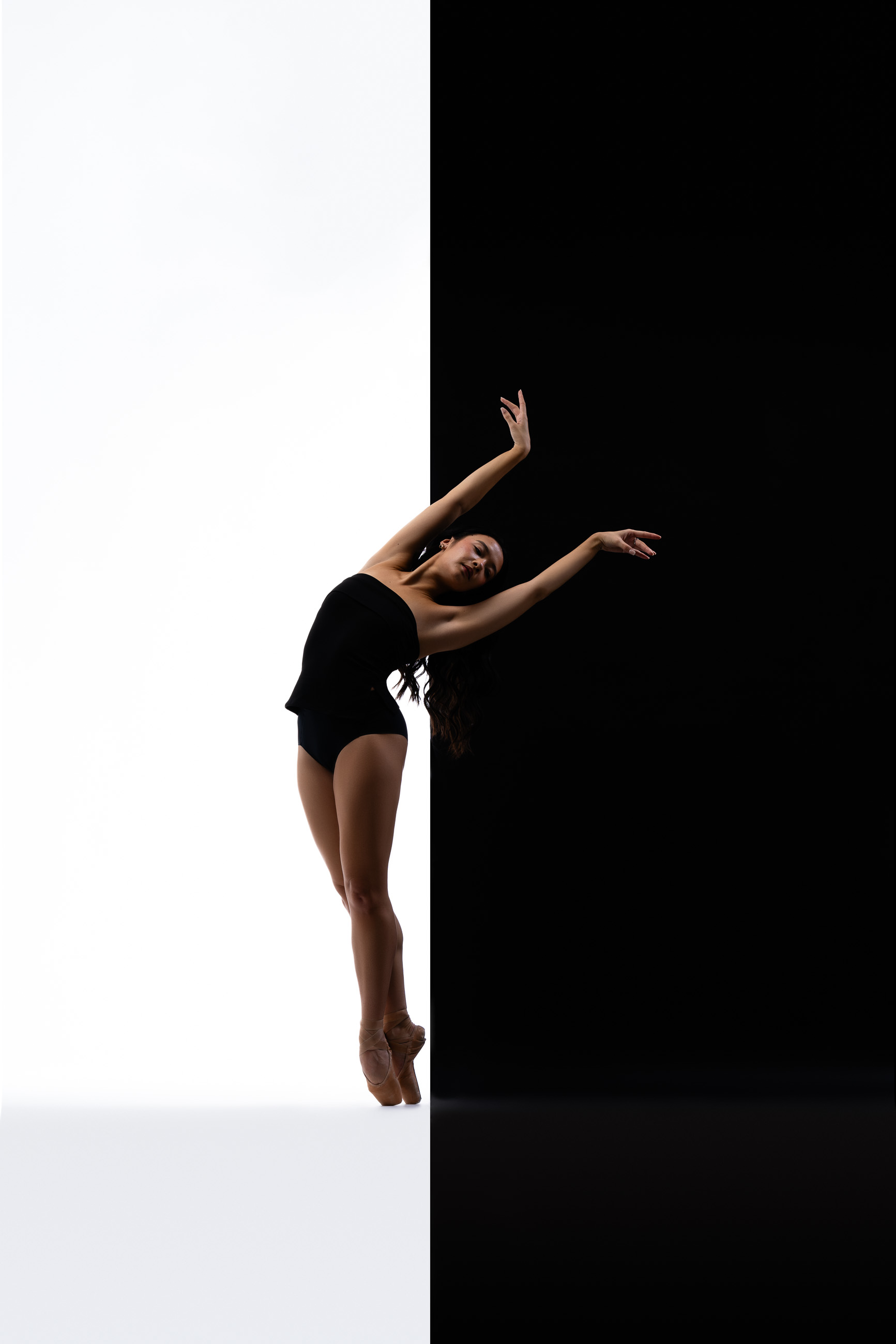 Black and white creative ballet portrait by DFW Dance Photography