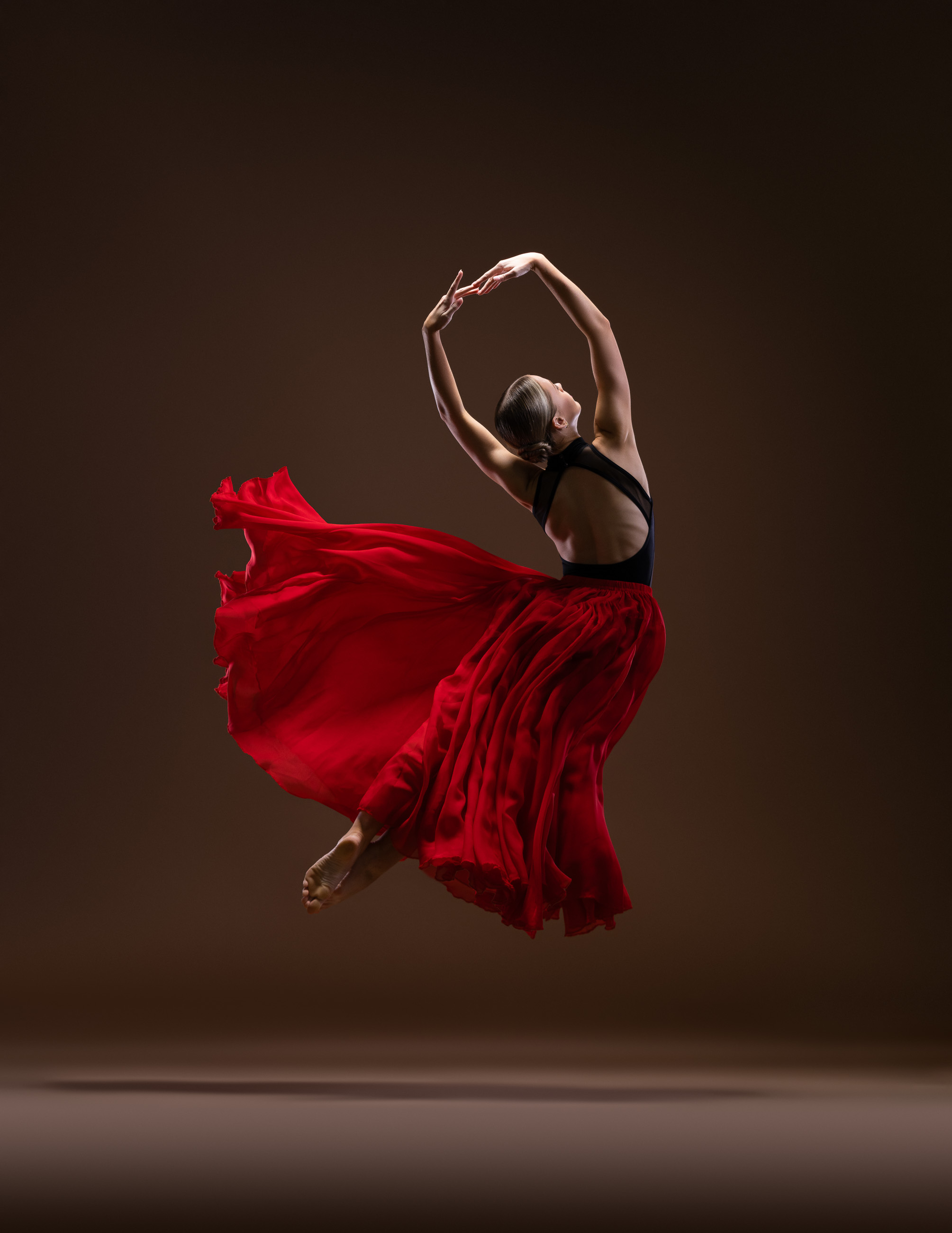 Expressive dance portrait in red by DFW Dance Photography