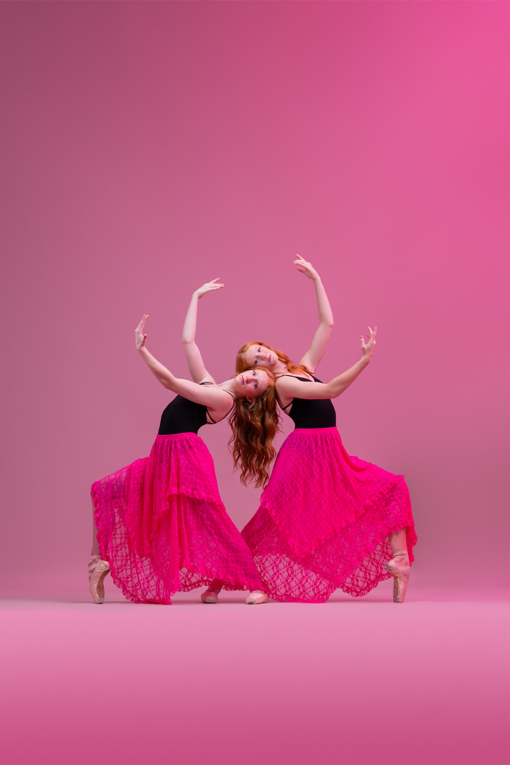 Creative dance photography session with two dancers