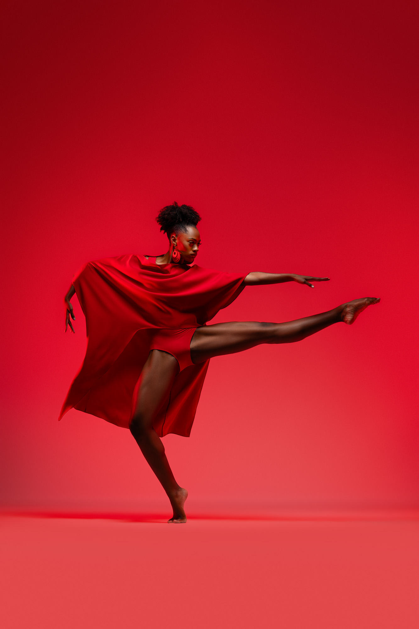 Bold red dance portrait by DFW Dance Photography